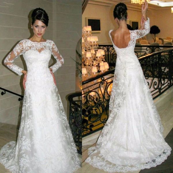 boho beach wedding dress with long sleeve jewel neckline lace appliques backless wedding gowns summer wedding dresses, White
boho beach wedding dress with long sleeve jewel neckline lace appliques backless wedding gowns summer wedding dresses, White