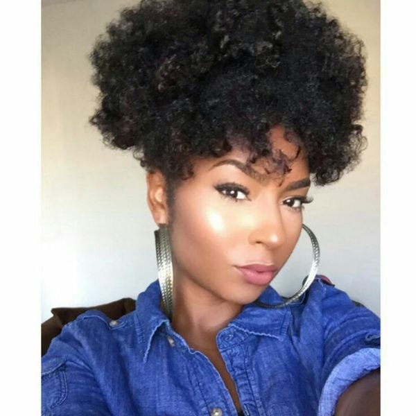 120g afro curly hair ponytail african american short afro kinky curly wrap human hair drawstring puff pony tail hair extensions, Black
120g afro curly hair ponytail african american short afro kinky curly wrap human hair drawstring puff pony tail hair extensions, Black
