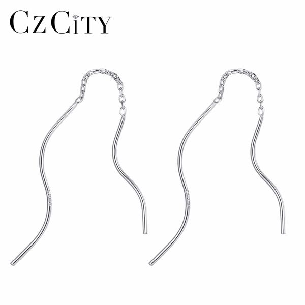 czcity new arrival trendy pure silver wavy long chain minimalist link dangle earrings for women 925 sterling silver brincos, Golden;silver
czcity new arrival trendy pure silver wavy long chain minimalist link dangle earrings for women 925 sterling silver brincos, Golden;silver
