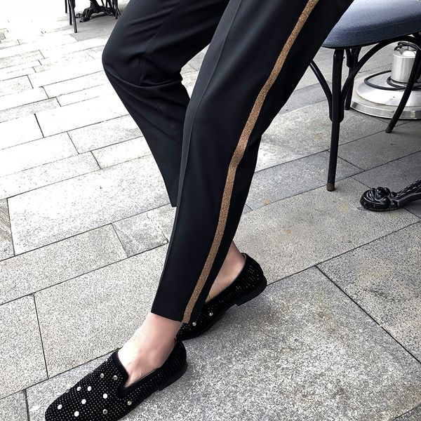 side homme pant tape pant dress mens business social office men ment ankle trousers length 2018 slim fit casual pantalon trouser kolhh, Black
side homme pant tape pant dress mens business social office men ment ankle trousers length 2018 slim fit casual pantalon trouser kolhh, Black