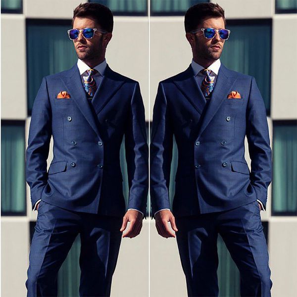 2018 navy blue men suit double breasted suit for men wide peaked lapel simple men's classic wedding for groom tuxedos, White;black
2018 navy blue men suit double breasted suit for men wide peaked lapel simple men's classic wedding for groom tuxedos, White;black