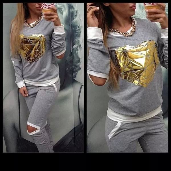 women gray sports clothing set running casual tracksuits heart print set sweatshirt + pant girls tracksuits suit 2018 world cup clothing
women gray sports clothing set running casual tracksuits heart print set sweatshirt + pant girls tracksuits suit 2018 world cup clothing