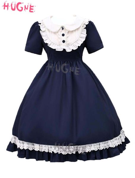 navy blue lolita one piece dresses asibuto penta short sleeves turndown collar lace trim op, Black;red
navy blue lolita one piece dresses asibuto penta short sleeves turndown collar lace trim op, Black;red