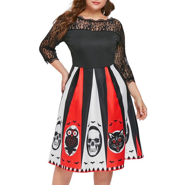 chamsgend women dress 2018 women's large size seven-sleeve halloween lace panel backless dress se27, White;black
chamsgend women dress 2018 women's large size seven-sleeve halloween lace panel backless dress se27, White;black