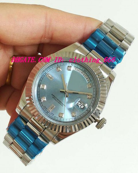 luxury watches 41mm stainless steel 18k fluted bezel watch-ice blue diamond dial automatic fashion brand men's watch wristwatch, Slivery;brown
luxury watches 41mm stainless steel 18k fluted bezel watch-ice blue diamond dial automatic fashion brand men's watch wristwatch, Slivery;brown