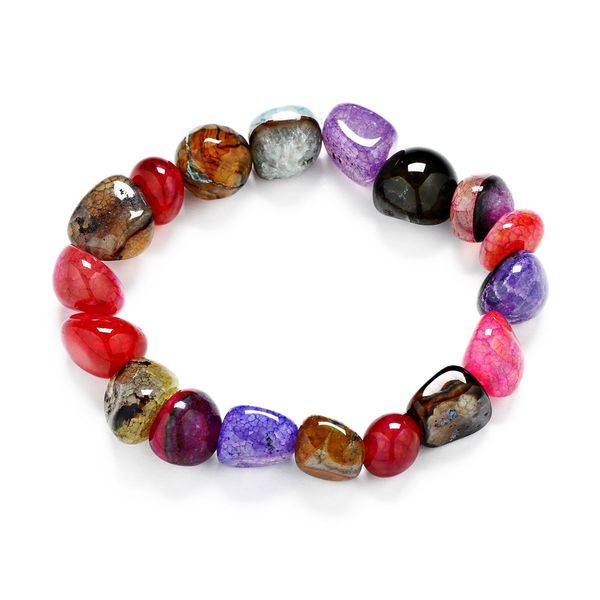 le sky random colorful crack irregular natural gemstone bracelet 10*11mm conformal mixed color agate bracelet for women, Black 
le sky random colorful crack irregular natural gemstone bracelet 10*11mm conformal mixed color agate bracelet for women, Black