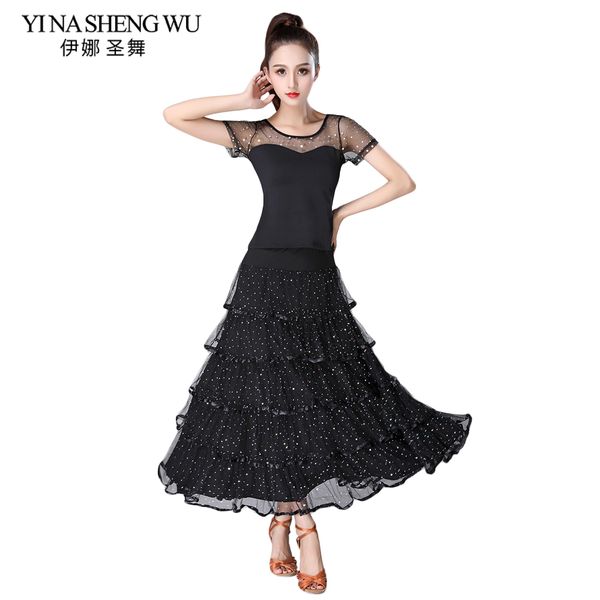 national standard dance competition dress modern dance stage performance clothing ballroom practice costume waltz 2pcs set, Black;red
national standard dance competition dress modern dance stage performance clothing ballroom practice costume waltz 2pcs set, Black;red