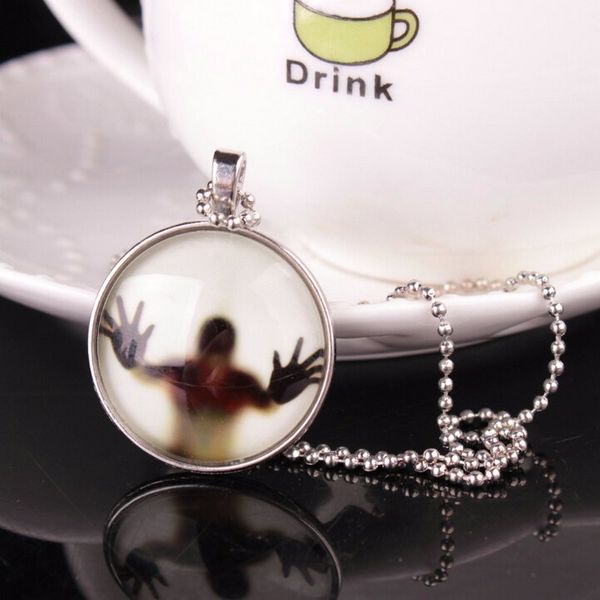 vintage magic glow in the dark shadow men necklace pendant stainless steel glass cabochon, Silver
vintage magic glow in the dark shadow men necklace pendant stainless steel glass cabochon, Silver
