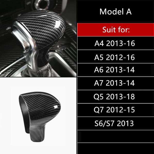 

Carbon Fiber Style Gear Shift Head Украшение Обложка для Audi A3 A4 A5 A6 A7 Q5 Q7 ABS Black Center Console Trim Declas