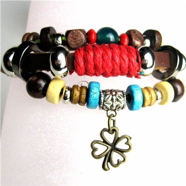 clover punk hand woven bracelet multilayer leather charm bracelet diyhandmade retro statement bracelet valentine's day gift, Golden;silver
clover punk hand woven bracelet multilayer leather charm bracelet diyhandmade retro statement bracelet valentine's day gift, Golden;silver