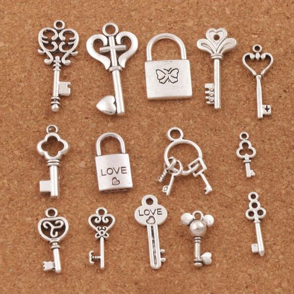 140pcs/lot mix love key locket charm beads antique silver pendant jewelry diy lm47 14styles, Bronze;silver
140pcs/lot mix love key locket charm beads antique silver pendant jewelry diy lm47 14styles, Bronze;silver
