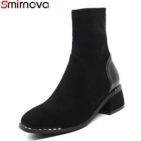 smirnova 2018 new arrival slip on ankle boots round toe patent+suede leather boots square heels black casual women winter
smirnova 2018 new arrival slip on ankle boots round toe patent+suede leather boots square heels black casual women winter
