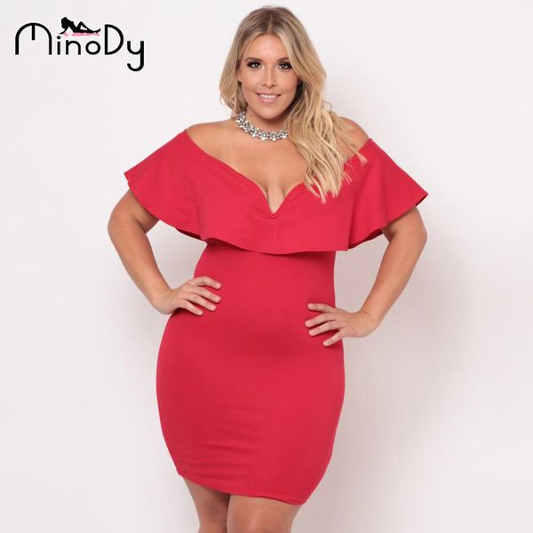 minody women off shoulder plus size dress v-neck ruffles black red summer autumn fashion sheath women dresses befx170139, White;black
minody women off shoulder plus size dress v-neck ruffles black red summer autumn fashion sheath women dresses befx170139, White;black