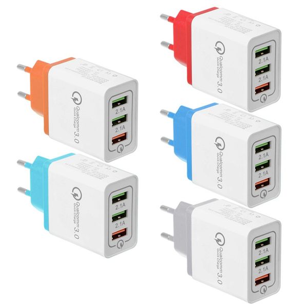 3 адаптер USB Q3.0 быстрое зарядное устройство США ЕС Plug красочные стены зарядное уст