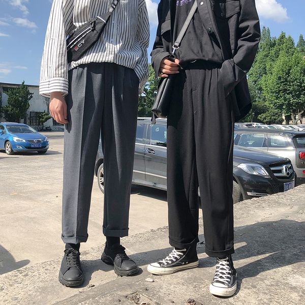 autumn new men's youth fashion loose personality temperament wild long-sleeved casual solid color simple straight wide-leg pants, Black
autumn new men's youth fashion loose personality temperament wild long-sleeved casual solid color simple straight wide-leg pants, Black