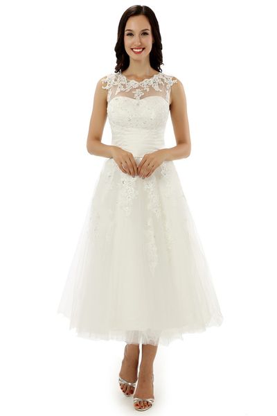 sheer backless modern crystal a line lace short wedding dress princess beads backless tulle bridal gowns appliques custom made fashion, White
sheer backless modern crystal a line lace short wedding dress princess beads backless tulle bridal gowns appliques custom made fashion, White