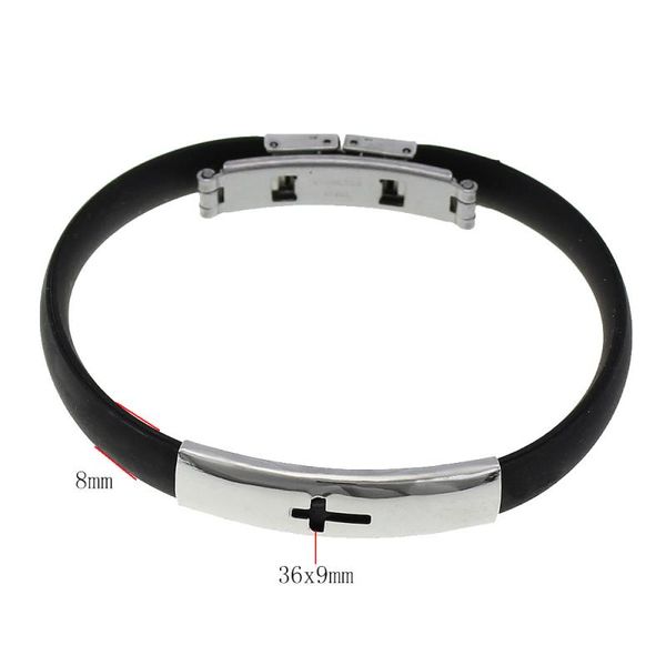 wholesale cross bracelet for men women black silicone bracelets stainless steel spring clasp jewelry simple design 2017, White
wholesale cross bracelet for men women black silicone bracelets stainless steel spring clasp jewelry simple design 2017, White