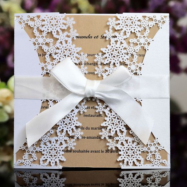 100pcs ivory laser cut lace wedding invitations with bowknot for engagement marriage birthday party invites cards customize printing, Black
100pcs ivory laser cut lace wedding invitations with bowknot for engagement marriage birthday party invites cards customize printing, Black