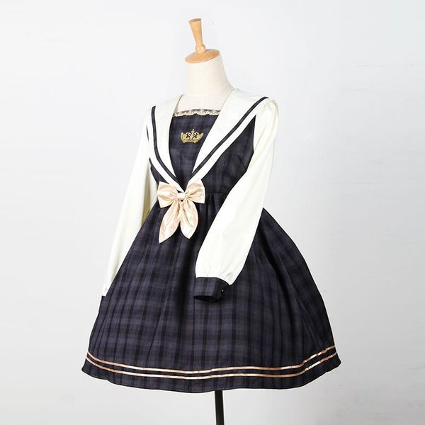 japanese soft sister uniforms sailor suit slim dress cos sweet students college lolita dress, Black;red
japanese soft sister uniforms sailor suit slim dress cos sweet students college lolita dress, Black;red