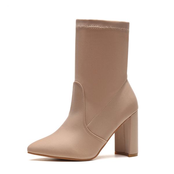 women's boots pointed toe yarn elastic ankle boots thick heel high heels shoes woman female socks boots 2017 winter, Black
women's boots pointed toe yarn elastic ankle boots thick heel high heels shoes woman female socks boots 2017 winter, Black