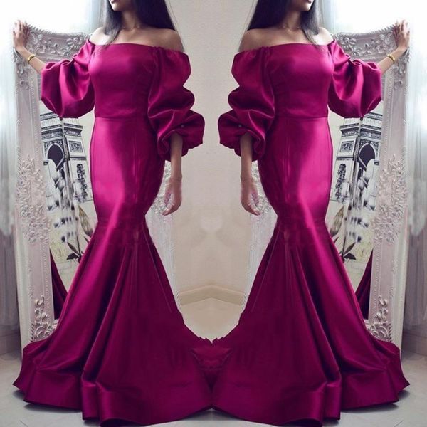 mulberry color mermaid prom dresses off the shoulder loose long sleeves satin evening gowns cocktail party dress formal wear for women, Black
mulberry color mermaid prom dresses off the shoulder loose long sleeves satin evening gowns cocktail party dress formal wear for women, Black