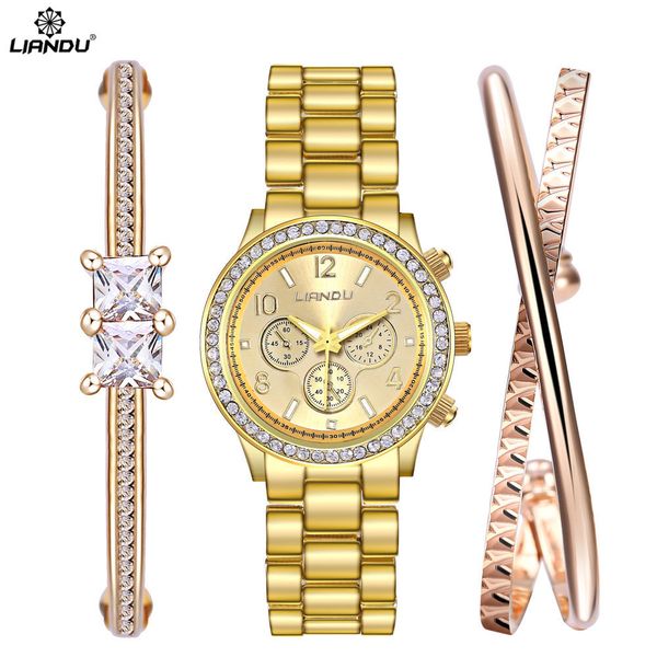 liandu watch women fashion gold diamond bracelet watches set dress jewelry clock ladies casual quartz wristwatch, Slivery;brown
liandu watch women fashion gold diamond bracelet watches set dress jewelry clock ladies casual quartz wristwatch, Slivery;brown
