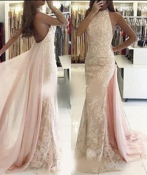 halter pink mermaid prom dress with over train backless sweep train full lace chiffon long formal evening party gowns celebrity dress 2020, Black
halter pink mermaid prom dress with over train backless sweep train full lace chiffon long formal evening party gowns celebrity dress 2020, Black