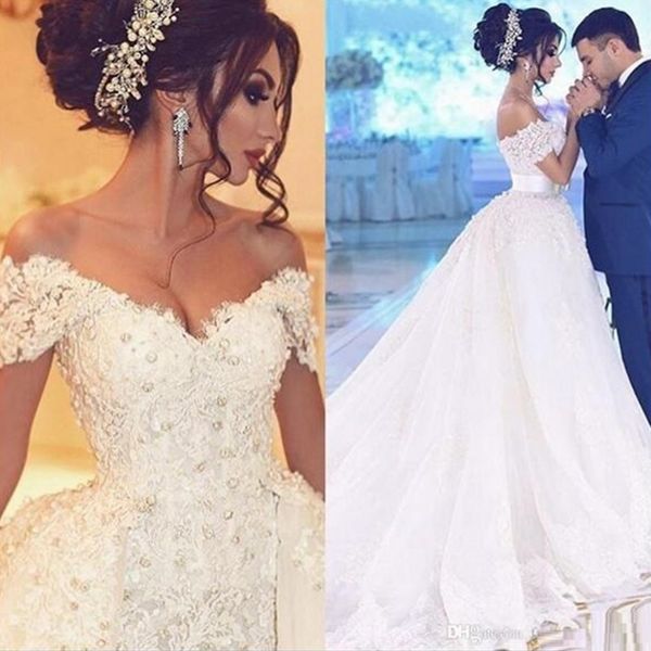 2019 luxury lace mermaid wedding dresses detachable skirt appliques beaded arabic wedding dress plus size bridal gowns 3d-floral appliques, White
2019 luxury lace mermaid wedding dresses detachable skirt appliques beaded arabic wedding dress plus size bridal gowns 3d-floral appliques, White