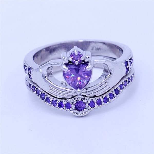 classic claddagh ring birthstone jewelry wedding band rings set for women purple 5a cz white gold filled female party ring, Slivery;golden
classic claddagh ring birthstone jewelry wedding band rings set for women purple 5a cz white gold filled female party ring, Slivery;golden