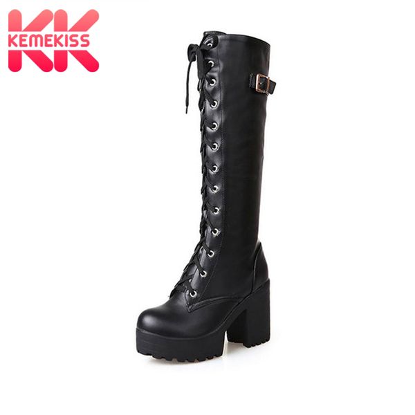 kemekiss size 34-43 high heel boots women lace up thick platform knee high square heel winter shoes fur women snow boot, Black
kemekiss size 34-43 high heel boots women lace up thick platform knee high square heel winter shoes fur women snow boot, Black