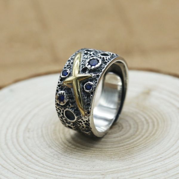 Brand new 925 sterling silver designer jewelry vintage hand-made with starry sky with cross ring adjustable open ring with stones
Brand new 925 sterling silver designer jewelry vintage hand-made with starry sky with cross ring adjustable open ring with stones