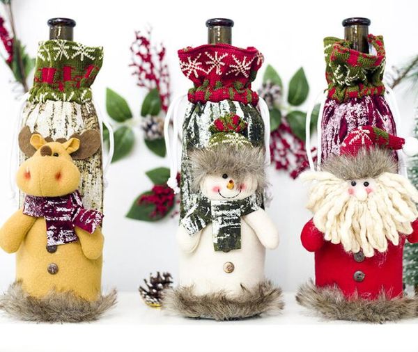 

3d christmas wine bottle cover bag santa claus snowman elk christmas deocration for new year xmas home dinner party decor