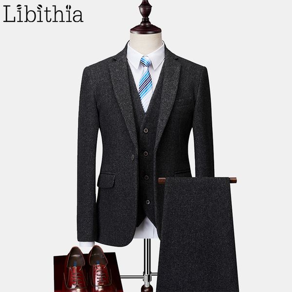 men slim fit 3 pieces suits blazer jackets woolen fabric luxury pant vest big size 6xl winter dark grey black dress wedding t226, White;black
men slim fit 3 pieces suits blazer jackets woolen fabric luxury pant vest big size 6xl winter dark grey black dress wedding t226, White;black