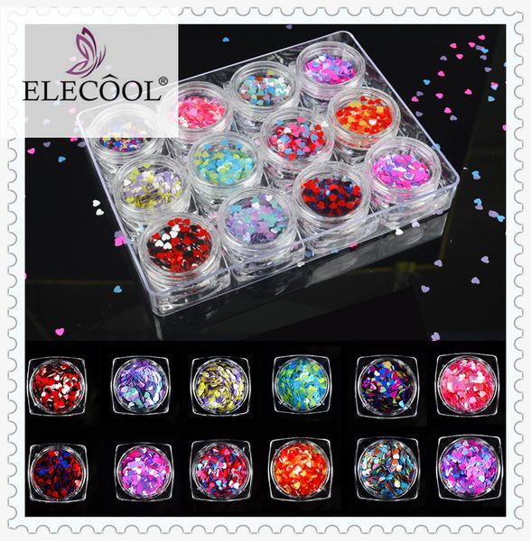 elecool 12 bottles colorful heart shape nail sticker flakes glitters shinning dust manicure nail art decoration kits, Silver;gold
elecool 12 bottles colorful heart shape nail sticker flakes glitters shinning dust manicure nail art decoration kits, Silver;gold