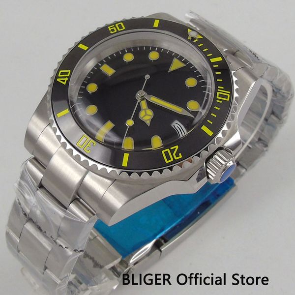new 40mm bliger sapphire crystal black dial ceramic rotating bezel miyota automatic movement men's watch luminous marks watch, Slivery;brown
new 40mm bliger sapphire crystal black dial ceramic rotating bezel miyota automatic movement men's watch luminous marks watch, Slivery;brown
