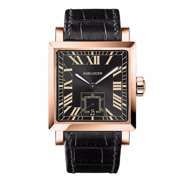 agelocer luxury automatic watches for men genuine leather strap rose gold square watches with date 3303d1, Slivery;brown
agelocer luxury automatic watches for men genuine leather strap rose gold square watches with date 3303d1, Slivery;brown
