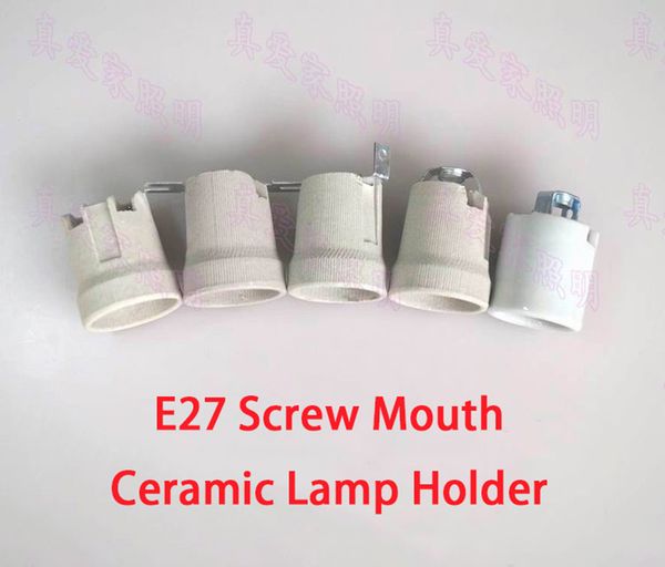 Durable High Temperature E27 Ceramic Lamp Base E27 Screw Mouth Aging Lamp Holder Horn-type Led Light Socket For Diy Desk Lamp