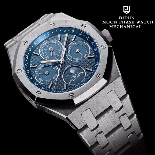 DIDUN watch top brand mens watches luxury automatic watch waterproof moonphase wristwatch with stainless steel bracelet
DIDUN watch top brand mens watches luxury automatic watch waterproof moonphase wristwatch with stainless steel bracelet