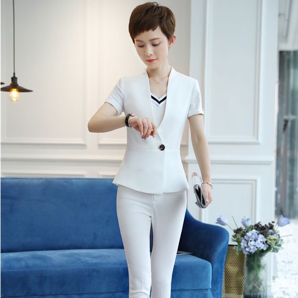 summer fashion uniform styles slim blazers suits two pieces with and pants for women ladies pantsuits trousers sets, White;black
summer fashion uniform styles slim blazers suits two pieces with and pants for women ladies pantsuits trousers sets, White;black