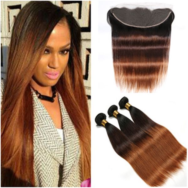 black brown and medium auburn 3tone ombre brazilian virgin human hair weave bundles with straight #1b/4/30 ombre 13x4 lace frontal closure
black brown and medium auburn 3tone ombre brazilian virgin human hair weave bundles with straight #1b/4/30 ombre 13x4 lace frontal closure