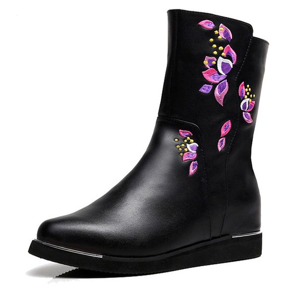 flowers embroidered on pu leather fashion winter women black short ankle boots ladies warm fur flat shoes zapato mujer
flowers embroidered on pu leather fashion winter women black short ankle boots ladies warm fur flat shoes zapato mujer
