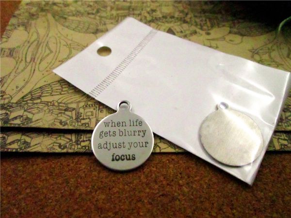 40pcs--"when life gets blurry adjust your focus"stainless steel charms more style for choosing diy charms pendants for necklace, Bronze;silver
40pcs--"when life gets blurry adjust your focus"stainless steel charms more style for choosing diy charms pendants for necklace, Bronze;silver
