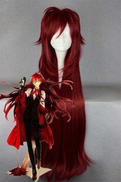 long deep red cosplay costume wig for play role grell sutcliff black butler, Black;brown
long deep red cosplay costume wig for play role grell sutcliff black butler, Black;brown