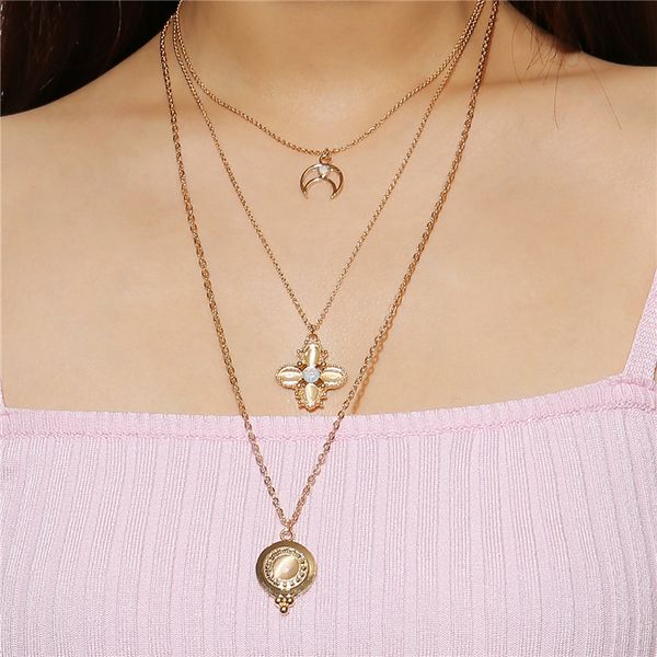 fashion personality exaggerated multilayer necklace hollow moon with diamond opal round pendant for lady clavicle necklaces jewelry, Silver
fashion personality exaggerated multilayer necklace hollow moon with diamond opal round pendant for lady clavicle necklaces jewelry, Silver