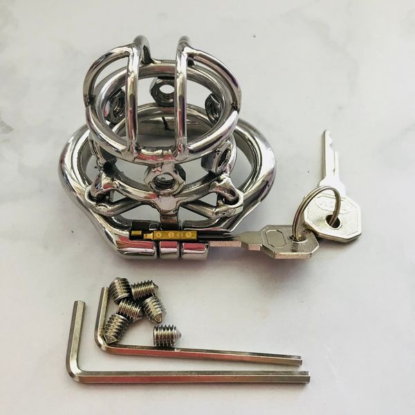 2020 stealth male chastity device stainless steel cock cage with anti-off toy ring small lock punishement screws barded super for m svxu
2020 stealth male chastity device stainless steel cock cage with anti-off toy ring small lock punishement screws barded super for m svxu