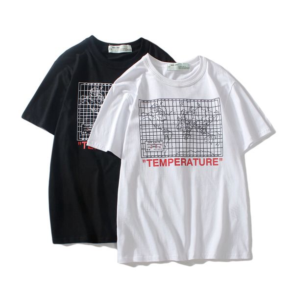 New Fashion Off map printing Couples Lovers pure cotton T-shirt Short Sleeve Men women Hip Hop Street Style ow Tees Shirt
