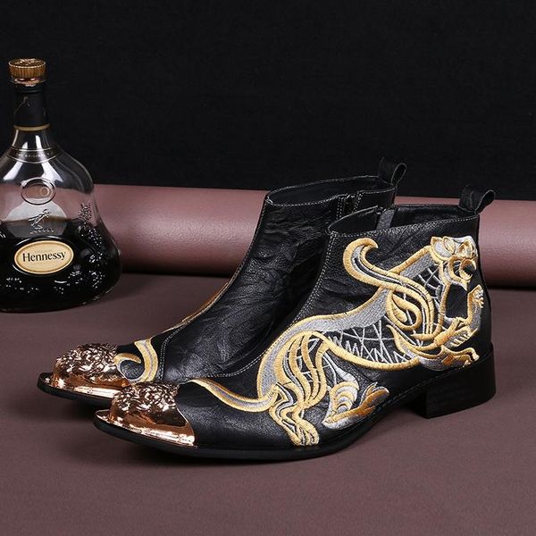 Wholesale-Gold Dragon Embroidery Men Boots Genuine Leather Wedding Ankle Boots Men High Top Winter Shoes Mens Dress Shoes New Botas Hombre
Wholesale-Gold Dragon Embroidery Men Boots Genuine Leather Wedding Ankle Boots Men High Top Winter Shoes Mens Dress Shoes New Botas Hombre