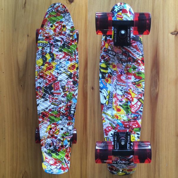kito graphic printed mini cruiser plastic skateboard 22" x 6" retro longboard skate long board no assembly required
kito graphic printed mini cruiser plastic skateboard 22" x 6" retro longboard skate long board no assembly required