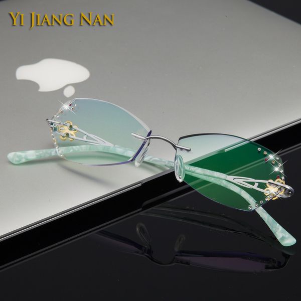 yi jiang nan brand diamond glasses pure titanium women eyeglasses tint lenses blue lenses flower rimless eyeglasses, Silver
yi jiang nan brand diamond glasses pure titanium women eyeglasses tint lenses blue lenses flower rimless eyeglasses, Silver