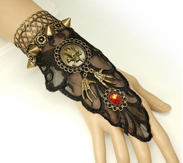 new halloween vintage bracelet spider web black lace mitten ring skeleton head ghost claw accessories fashion classic exquisite elegance, Golden;silver
new halloween vintage bracelet spider web black lace mitten ring skeleton head ghost claw accessories fashion classic exquisite elegance, Golden;silver